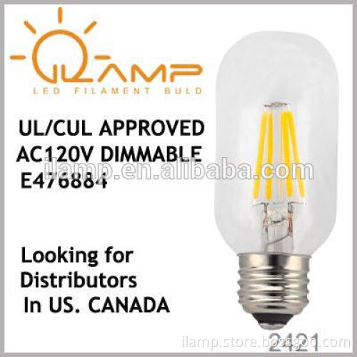 warm 2700K glow 4w led filament bulb, ilamp all glass ul dimmable led bulb , pf>0.9 e27 filament led bulb